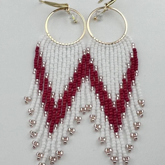 Handcrafted Beaded Fringe Earrings - Picture 7 of 11